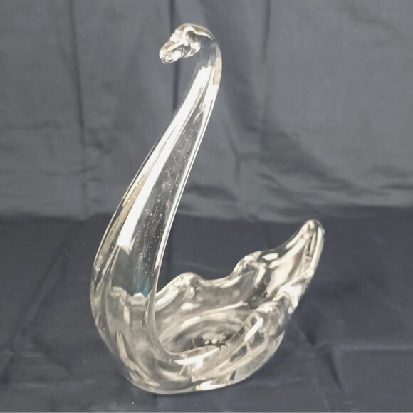 Vintage Glass Swan Dish Candy Nut Peanut Dish Coin Change Holder Desk Shelf Deco - Picture 1 of 10